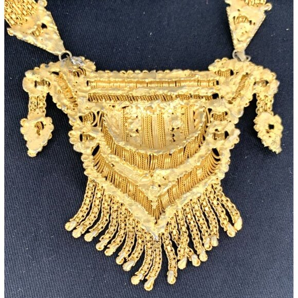 India Mughal Wedding Necklace Gold Plated 28" Long - Picture 9 of 10